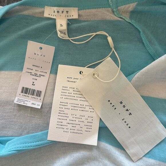 Soft Joie Teal and White Relaxed Short Sleeve Tee - Picture 5 of 6